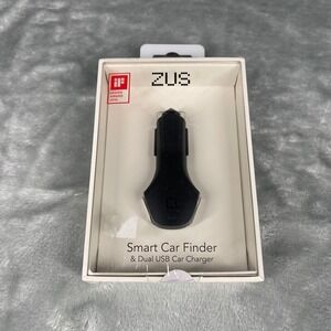 ZUS Smart Car Finder Dual‎ USB Car Charger Black Nonda New